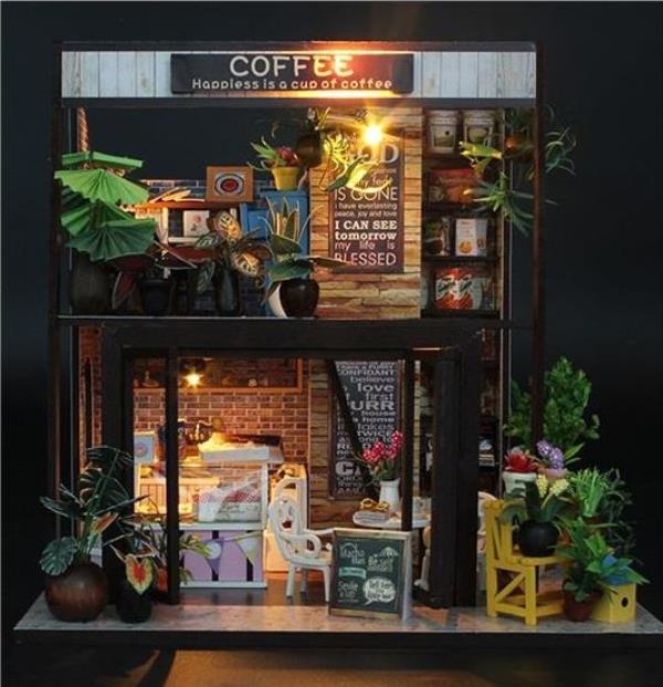 Coffee House DIY Creative Handmade Music Miniature Dollhouse