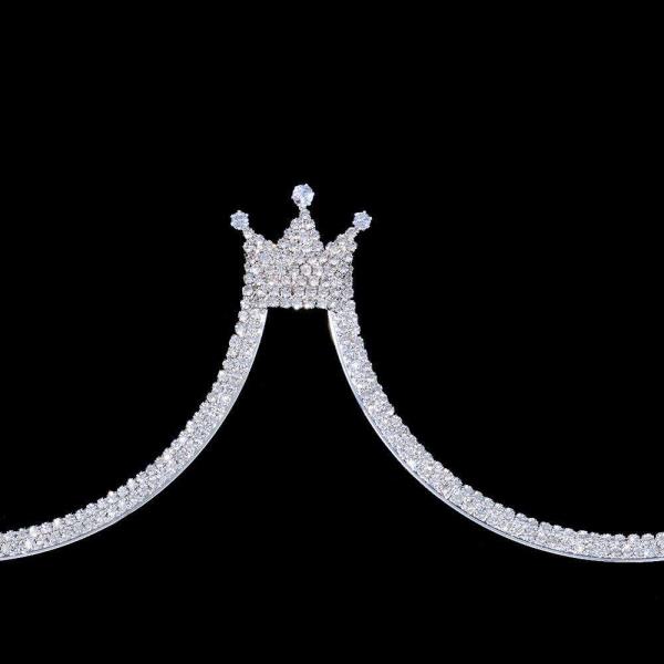 Silver Rhinestone Crown Chest Body Chain