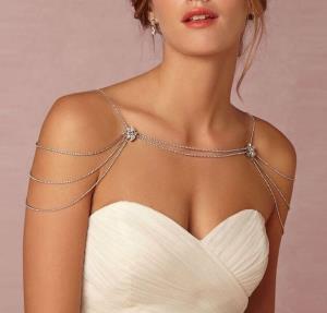 Silver Flower Crystal Tassel Wedding Bride Body Chain