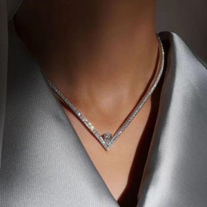 Silver Square Hollow Waterdrop Necklace