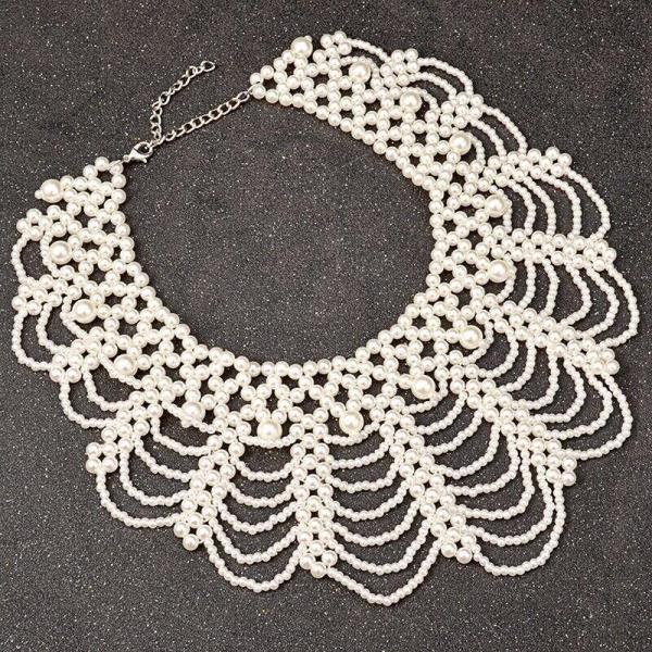 Retro Vintage White Faux Pearl Necklace