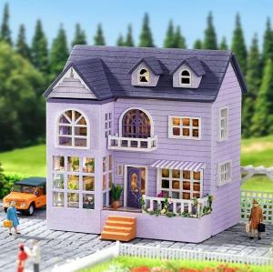 DIY Ice Snow 3D Wooden House Music Miniature Dollhouse