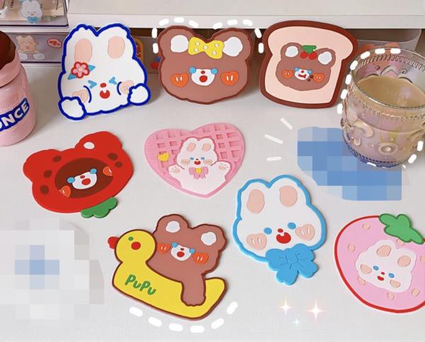 Cute Cartoon Bear Silicone Coaster