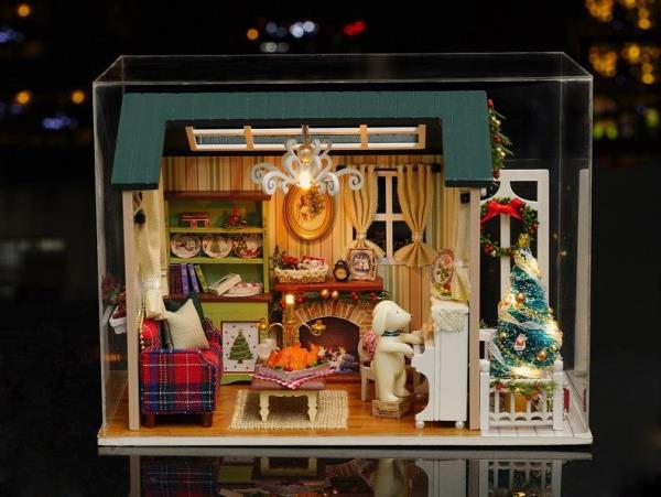 Cute Room Holiday Times DIY Handmade Music Miniature Dollhouse