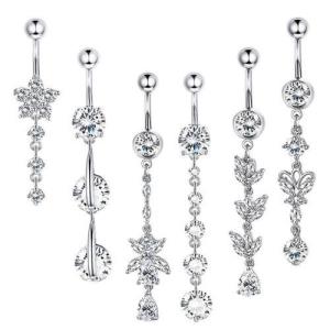 Crystal Stainless Steel Labret Piercing Bar