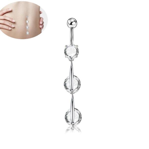 Stainless Steel Crystal Piercing Long Belly Button