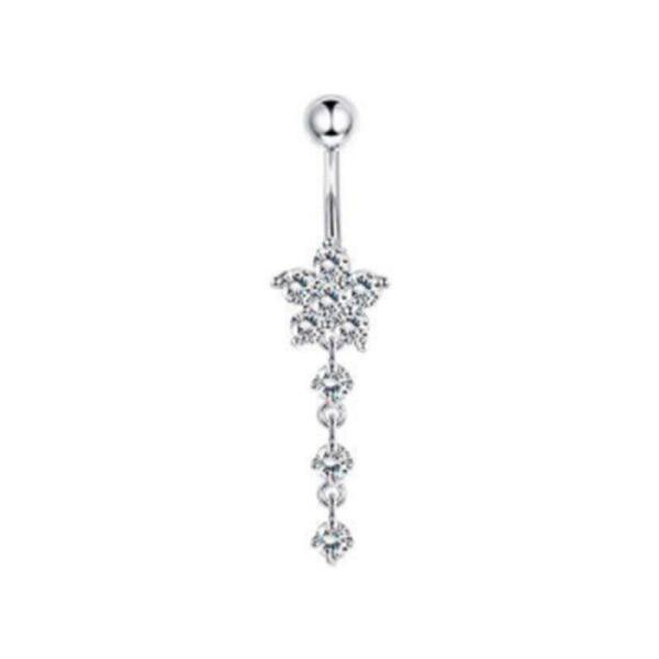 Stainless Steel Crystal Piercing Long Belly Button