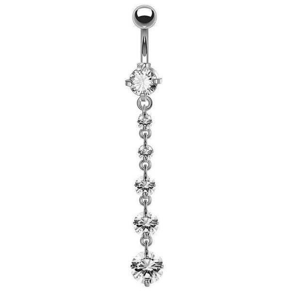 Stainless Steel Crystal Piercing Long Belly Button