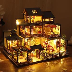 Japanese Courtyard Restaurant DIY Music Miniature Dollhouse