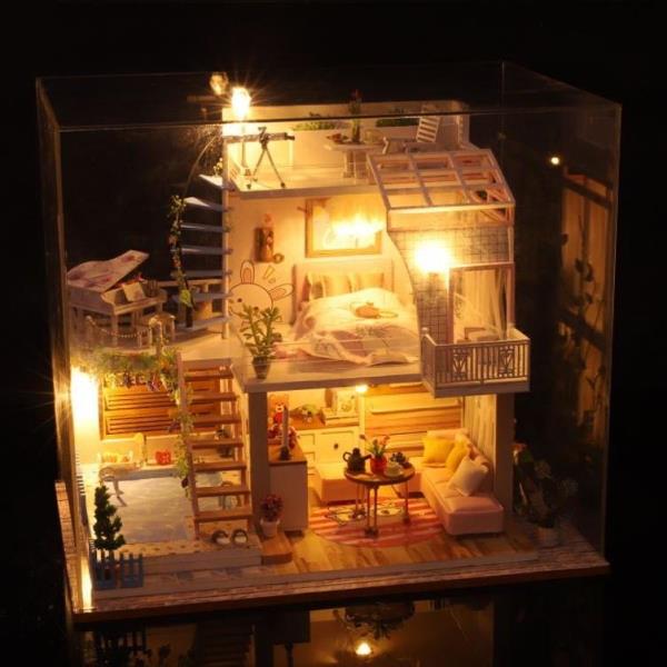 Meet Time Double Layers Loft DIY Music Miniature Dollhouse