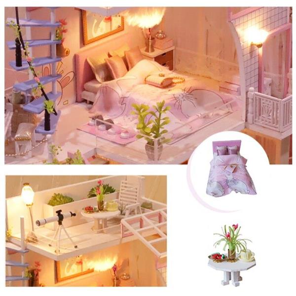 Meet Time Double Layers Loft DIY Music Miniature Dollhouse