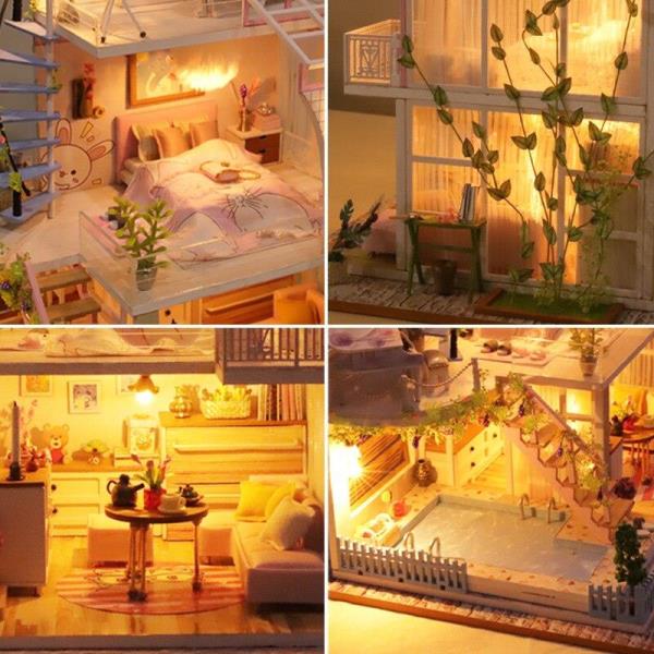 Meet Time Double Layers Loft DIY Music Miniature Dollhouse