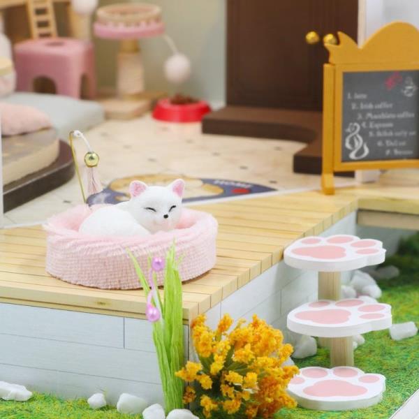 Lovely Cat Cafe DIY Handmade Miniature Dollhouse