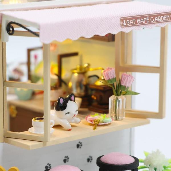 Lovely Cat Cafe DIY Handmade Miniature Dollhouse