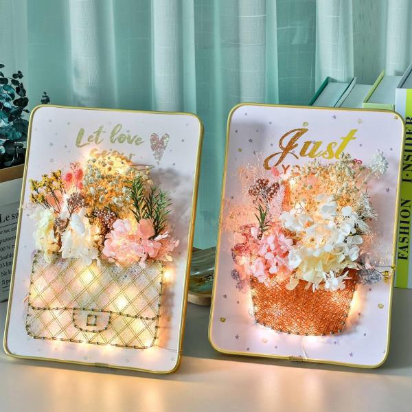 Luminous Flowers 3D Art DIY Handmade Wooden Board