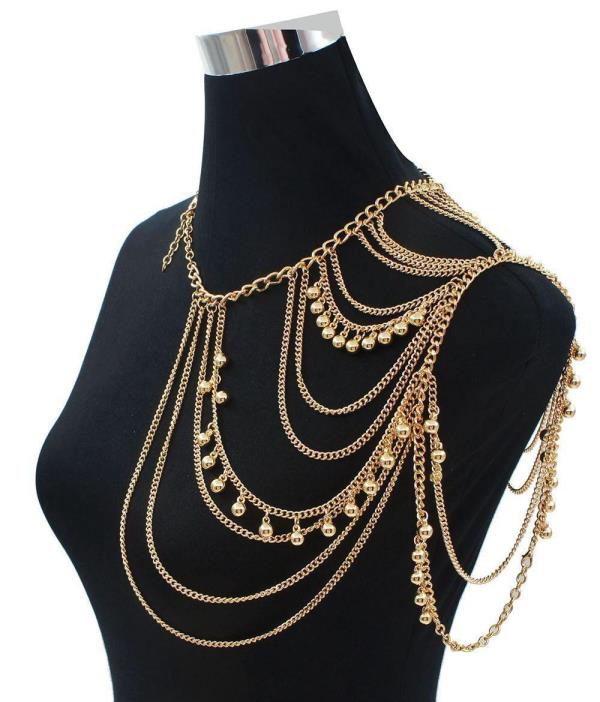 Gold Beads Shoulder Shawl Body Chain