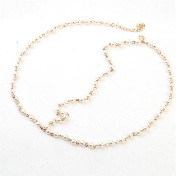 White Faux Pearl Elastic Head Chain