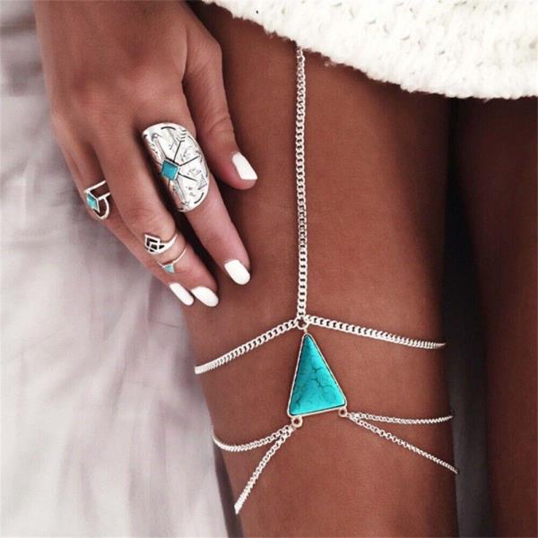 Turquoise Triangle Elastic Thigh Chain