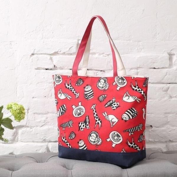 Cartoon Red Animal Canvas Large Tote