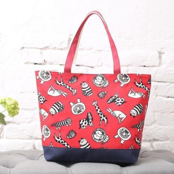 Cartoon Red Animal Canvas Large Tote