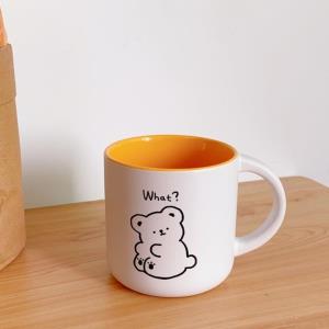 Modern Cartoon Ceramic Bear Drink Cup With Snack Plate