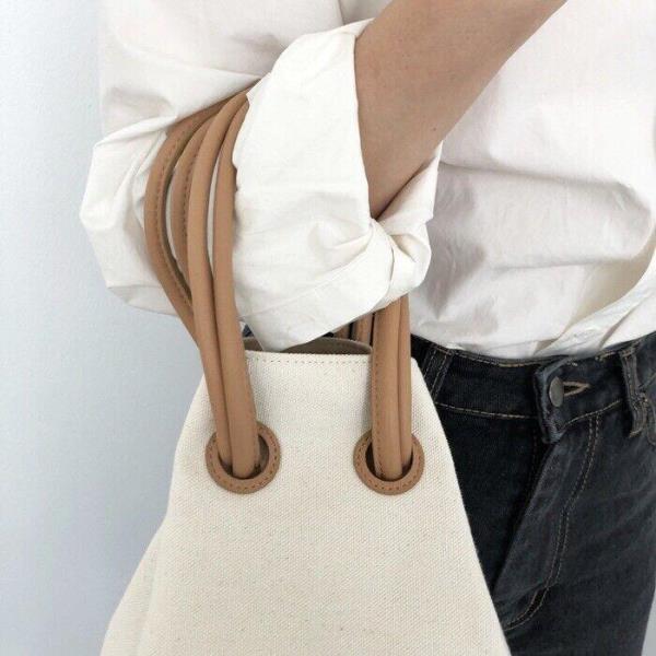 White Canvas Casual Shopping Bucket Bag