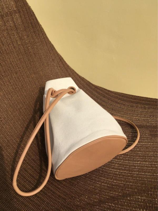 White Canvas Casual Shopping Bucket Bag