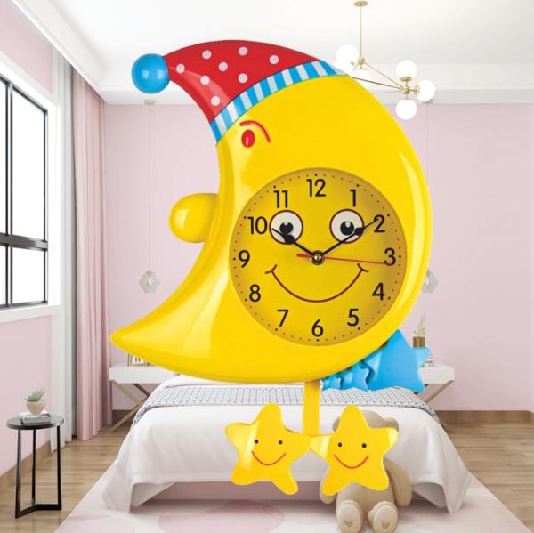 Cartoon Yellow Moon Pendulum Clock