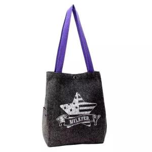 Japanese Purple Grey Felt Star Large Tote