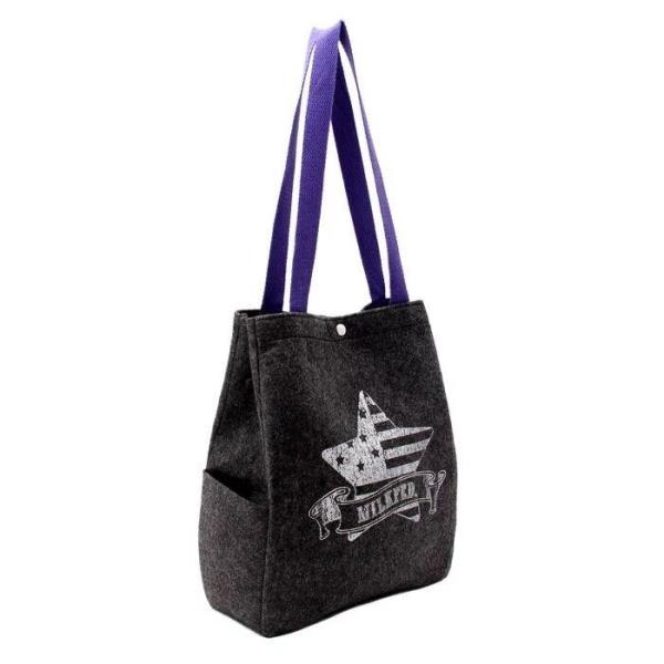 Japanese Purple Grey Felt Star Large Tote