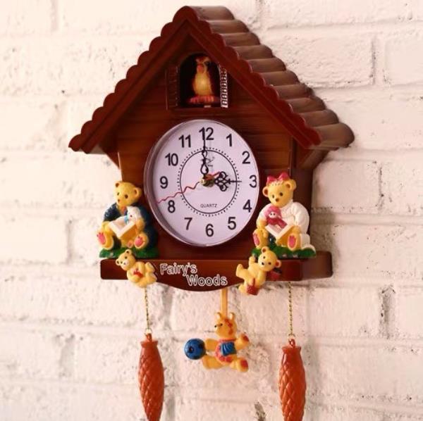 Cartoon Bear House Pendulum Clock