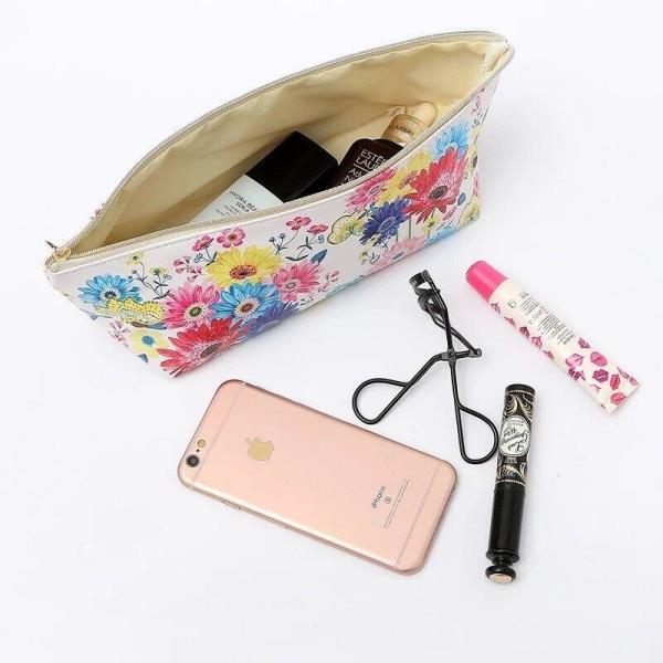 Faux Leather Flower Makeup Cosmetic Bag