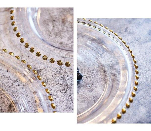 2 Pcs Round Gold Beads Lead Free Glass Plate Set