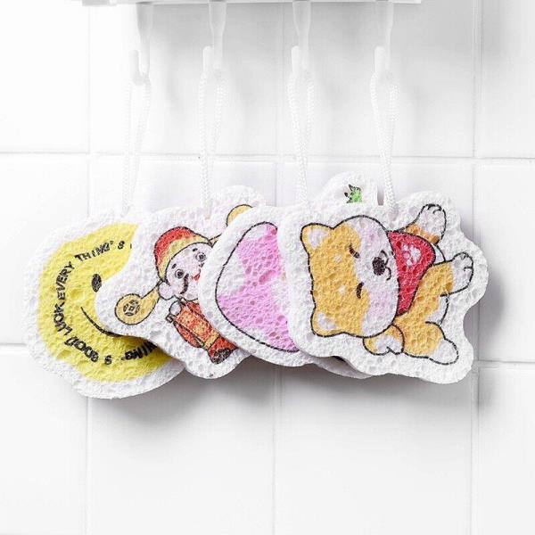 Cartoon Household Natural Dishwashing Kitchen Sponge