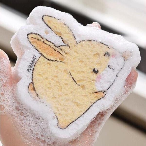 Cartoon Household Natural Dishwashing Kitchen Sponge