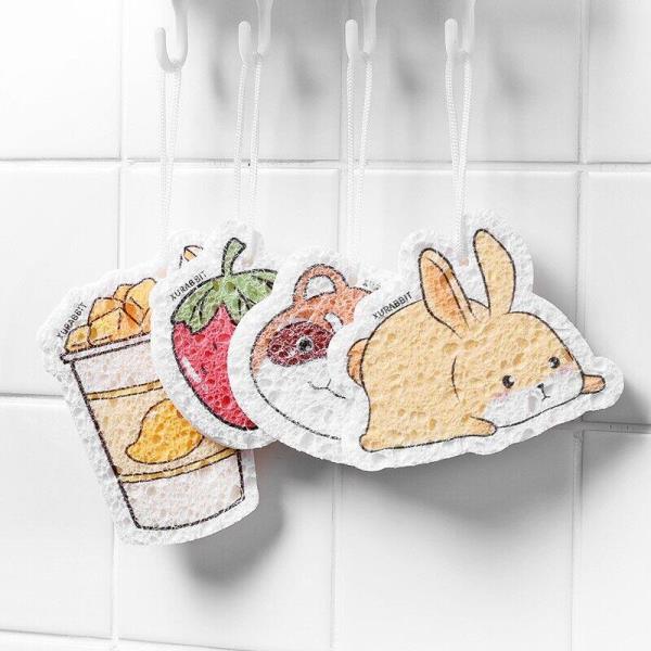 Cartoon Household Natural Dishwashing Kitchen Sponge