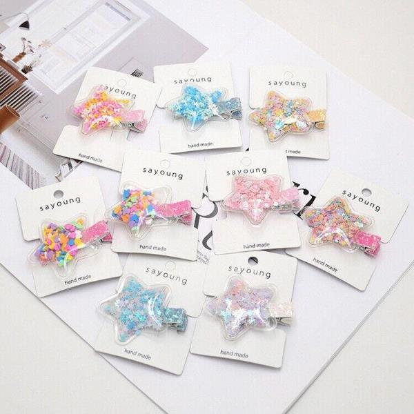 Sparkle Transparent Star Kids Hair Clips