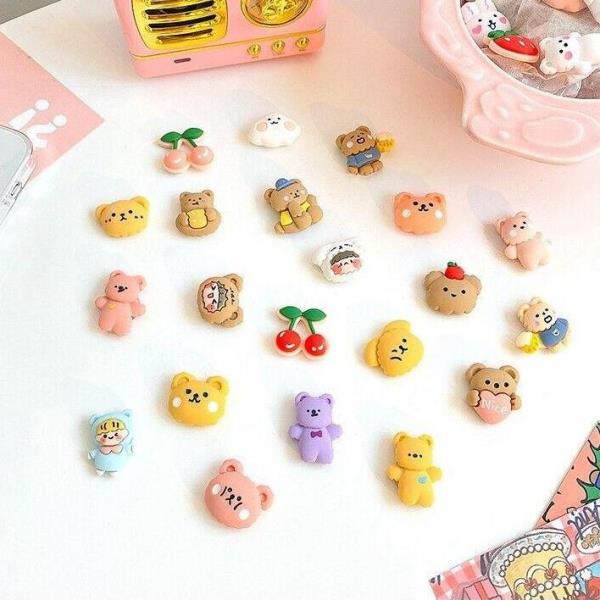 9 Cartoon Bear Resin Patch Adhesive Ornaments