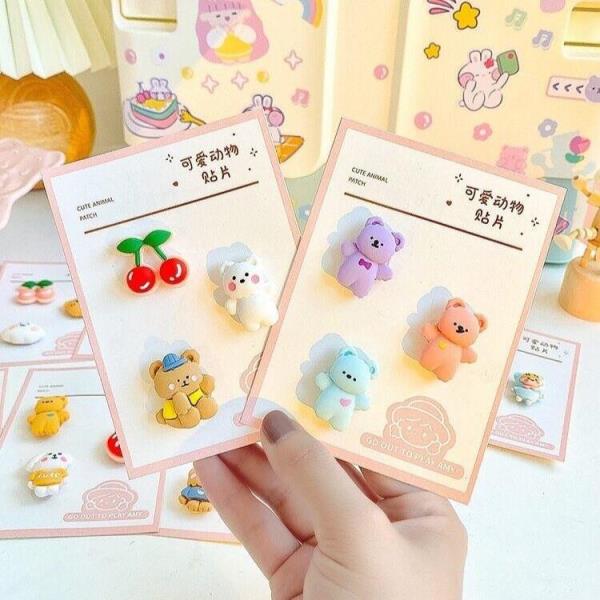 9 Cartoon Bear Resin Patch Adhesive Ornaments