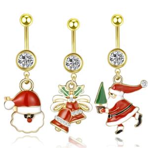 Christmas Red Santa Stainless Steel Piercing Belly Button