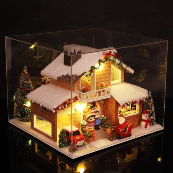 DIY Ice Snow Manor Christmas Carnival Music Miniature Dollhouse