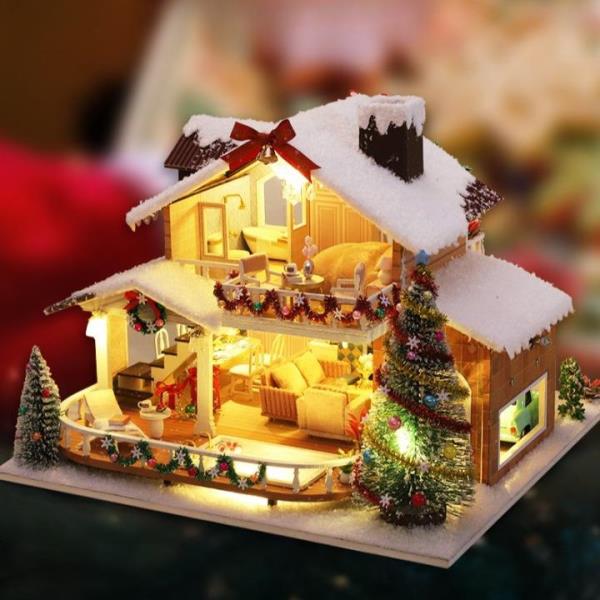 DIY Ice Snow Manor Christmas Carnival Music Miniature Dollhouse