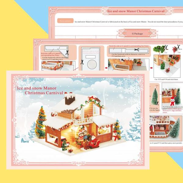 DIY Ice Snow Manor Christmas Carnival Music Miniature Dollhouse