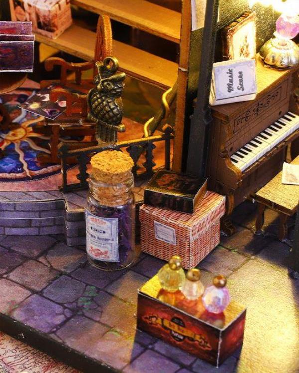 DIY Wood Luna Magic House Handmade Music Miniature Dollhouse