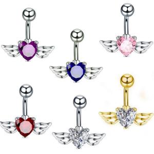 Pink Rainbow Stainless Steel Rings Piercing Bar Barbell Belly Button