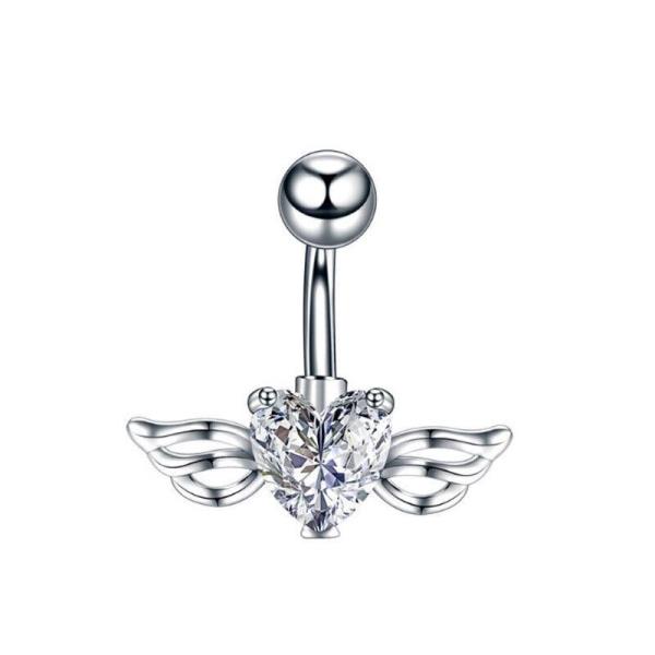 Heart Wing Stainless Steel Piercing Barbell