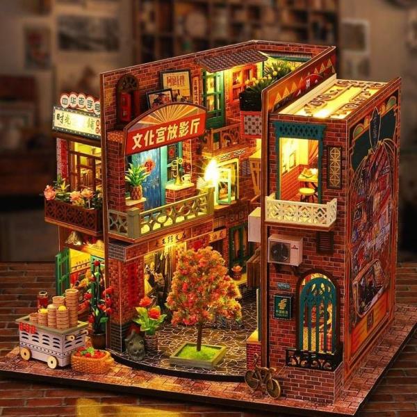 DIY Time Print Buildings Handmade Music Miniature Dollhouse