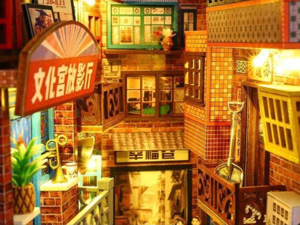 DIY Time Print Buildings Handmade Music Miniature Dollhouse