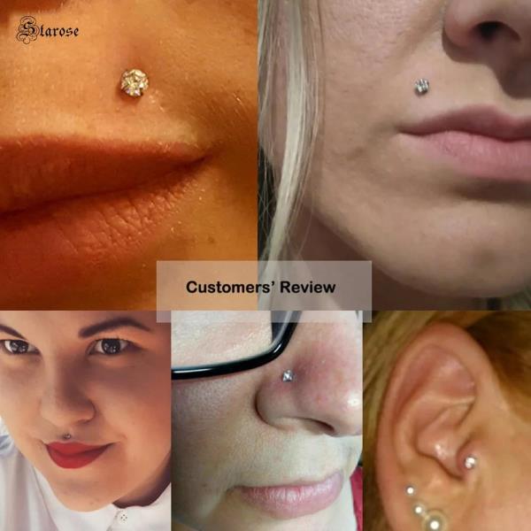 Crystal Stainless Steel Labret Piercing Bar