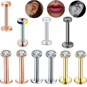 Crystal Stainless Steel Labret Piercing Bar